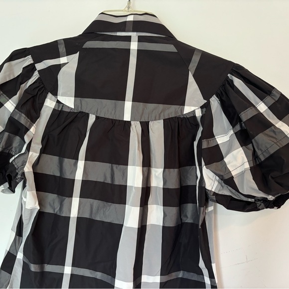 Pink tartan puffed sleeves, size 8, plaid with round silver buttons - Picture 6 of 9